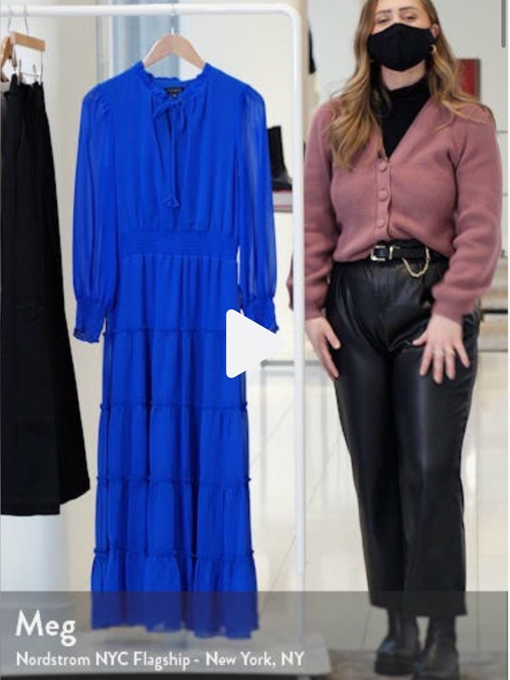 1 State Tie Neck Long Sleeve Tiered Maxi Dress - Picture 2 of 3